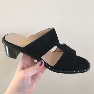 NWOT Salvatore Ferragamo Black Suede Sandals 7.5AA